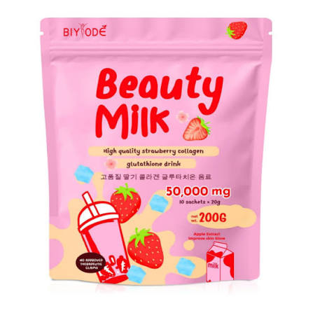 BIY ODE BEAUTY MILK STRAEBERRY COLLAGEN (Pink Colour) 200g